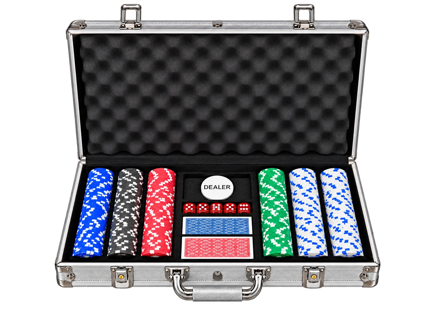 300’lük çantalı poker seti, karşıdan görünüm
